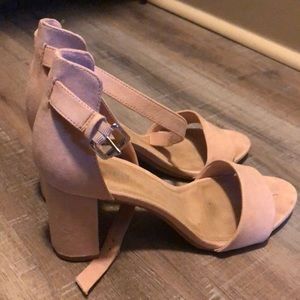 Size 8 Block Sandal Heels- Blush Color